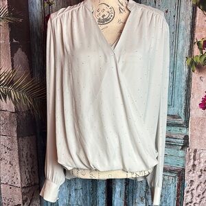 White House Black Market NWT sparkly wrap blouse, size 8